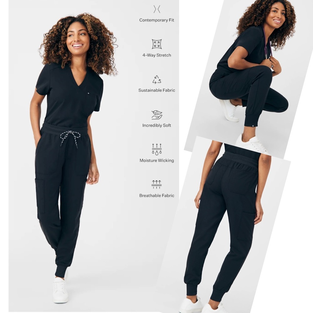 Beyond Scrubs jogger scrub pants black size petite small